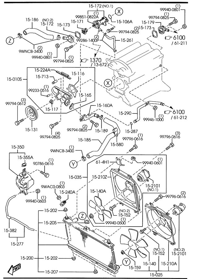 1992 Mazda Engine Coolant Outlet Flange  Engine Coolant