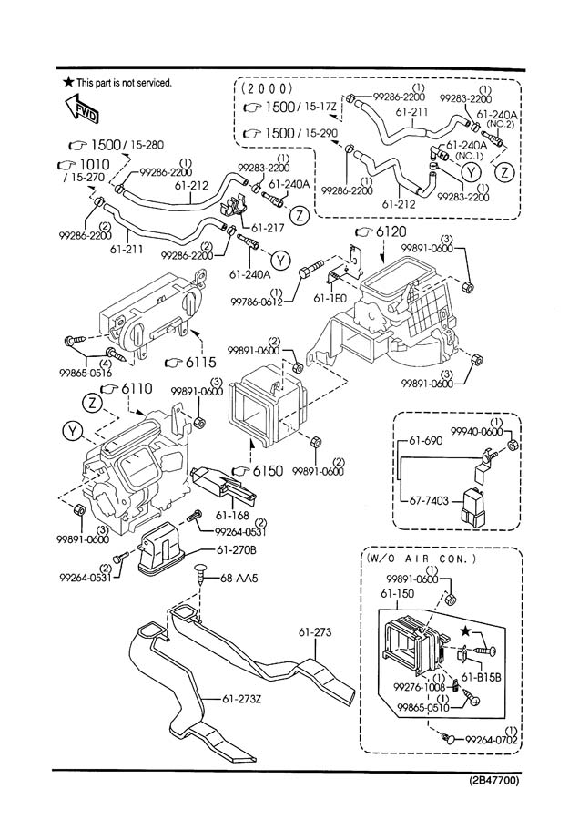 2002 Mazda Protege 5 Connector  Water Hose